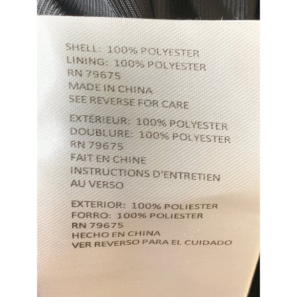 Michael Kors Black Hood Coat L Gold Zip Rain Wind Transition RR10487 Mid EUC - Picture 6 of 16